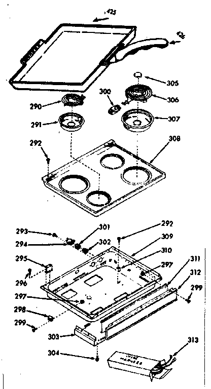 Kenmore 1039946800 main top section diagram