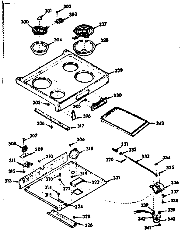 Kenmore 1039957061 main top section diagram