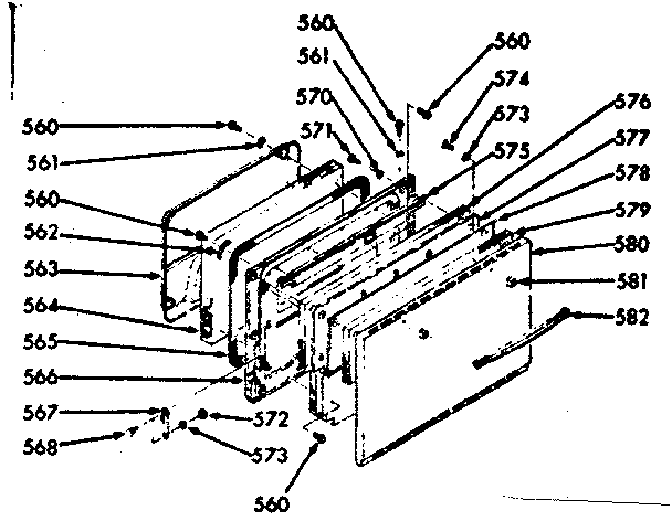 Kenmore 1039957061 oven door section diagram