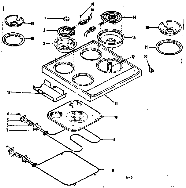 Kenmore 1196487220 main top & oven units diagram