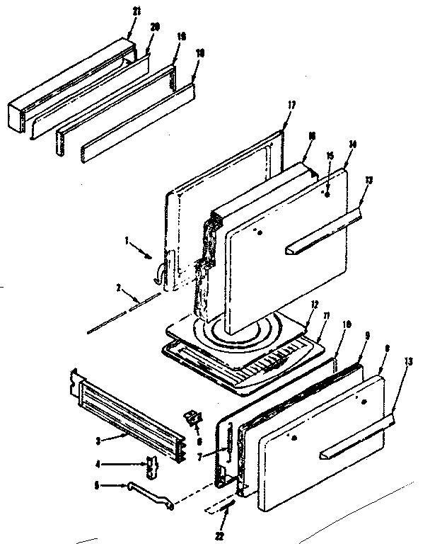 Kenmore 1197027320 backguard and door section diagram