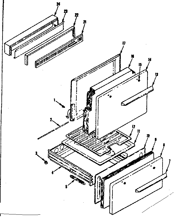 Kenmore 1197047211 backguard and door section diagram