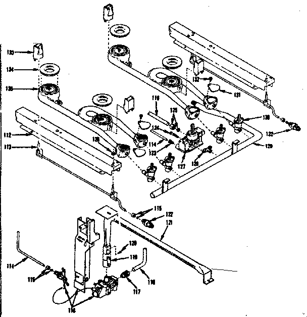 Kenmore 1197407211 oven and top burner diagram