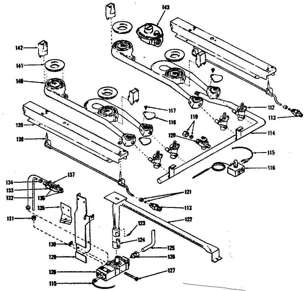 Kenmore 1197437211 oven and top burner diagram