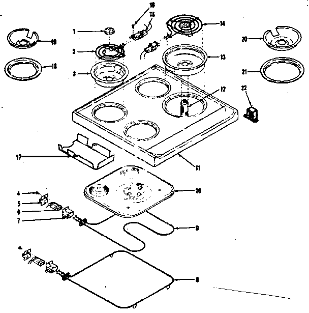 Kenmore 1199067310 main top & oven units diagram