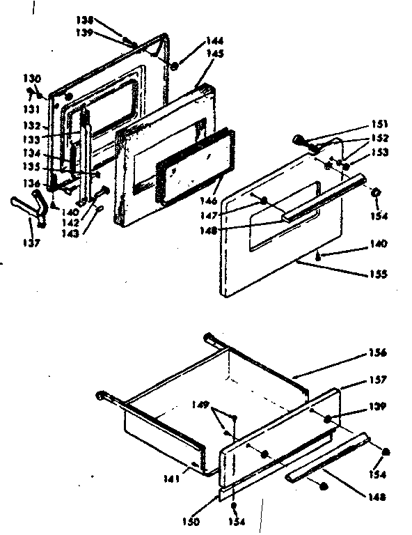 Kenmore 6286267340 door and drawer diagram
