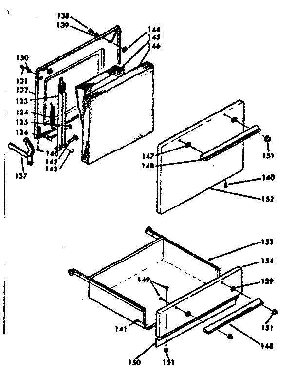 Kenmore 6286287240 door and drawer diagram