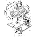 Kenmore 6286297340 backguard and cooktop assembly diagram