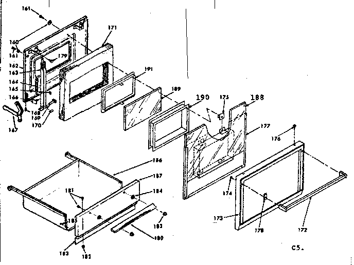 Kenmore 6286297320 door and bottom panel diagram