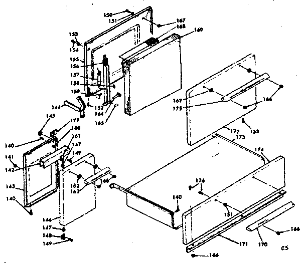 Kenmore 6289407360 doors & drawer diagram
