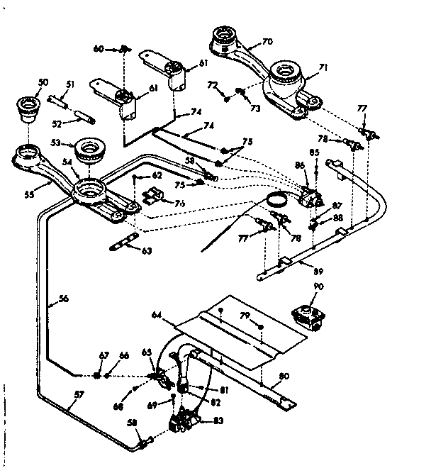 Kenmore 6476057210 burner section diagram