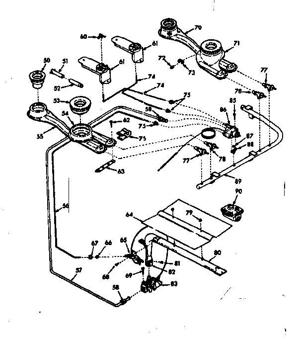 Kenmore 6476137260 burner section diagram