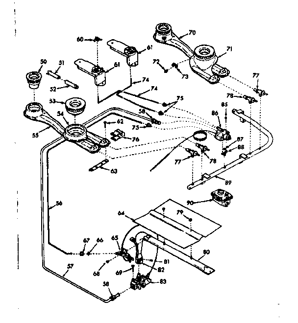 Kenmore 6477127360 burner section diagram