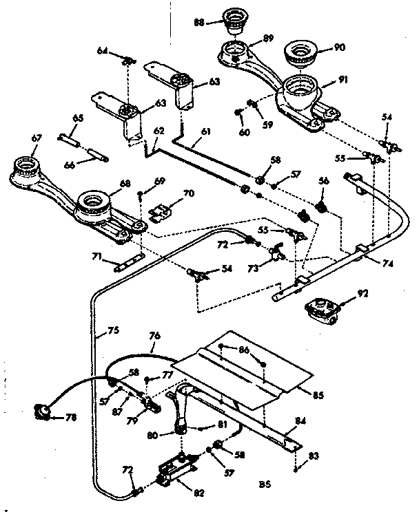Kenmore 6477147340 burner section diagram
