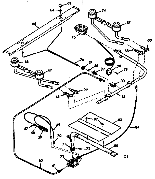 Kenmore 6477207320 burner section diagram