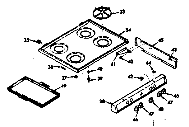Kenmore 6477227340 main top section diagram
