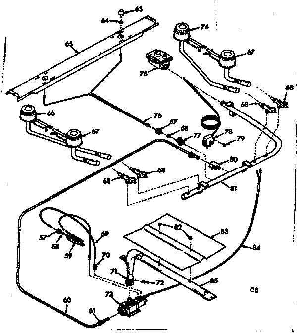 Kenmore 6477227340 burner section diagram