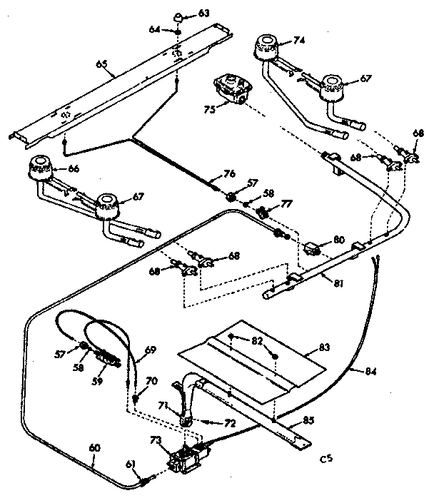 Kenmore 6477247320 burner section diagram