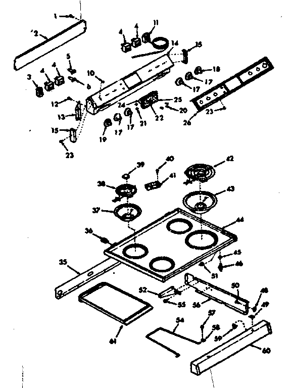 Kenmore 6479127310 backguard & main top section diagram