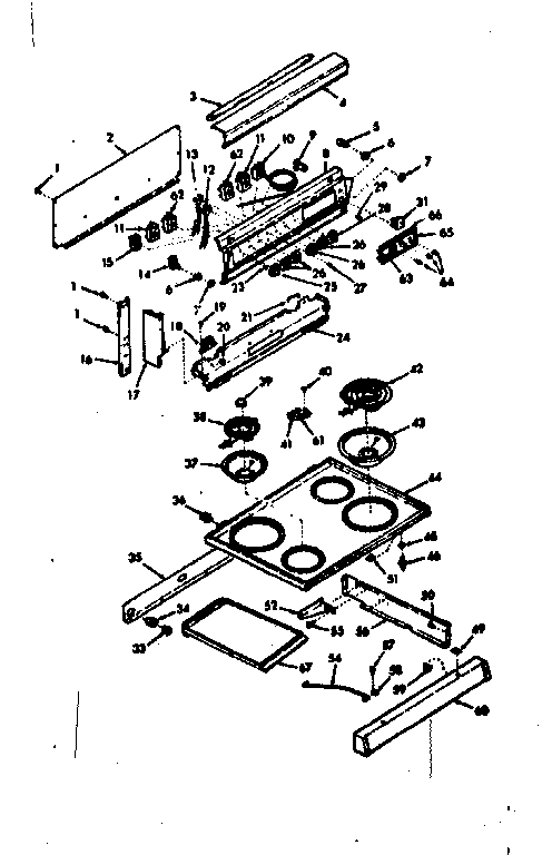 Kenmore 6479257320 backguard & main top section diagram