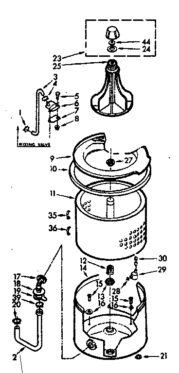 Kenmore 1107003410 tub and basket assembly diagram