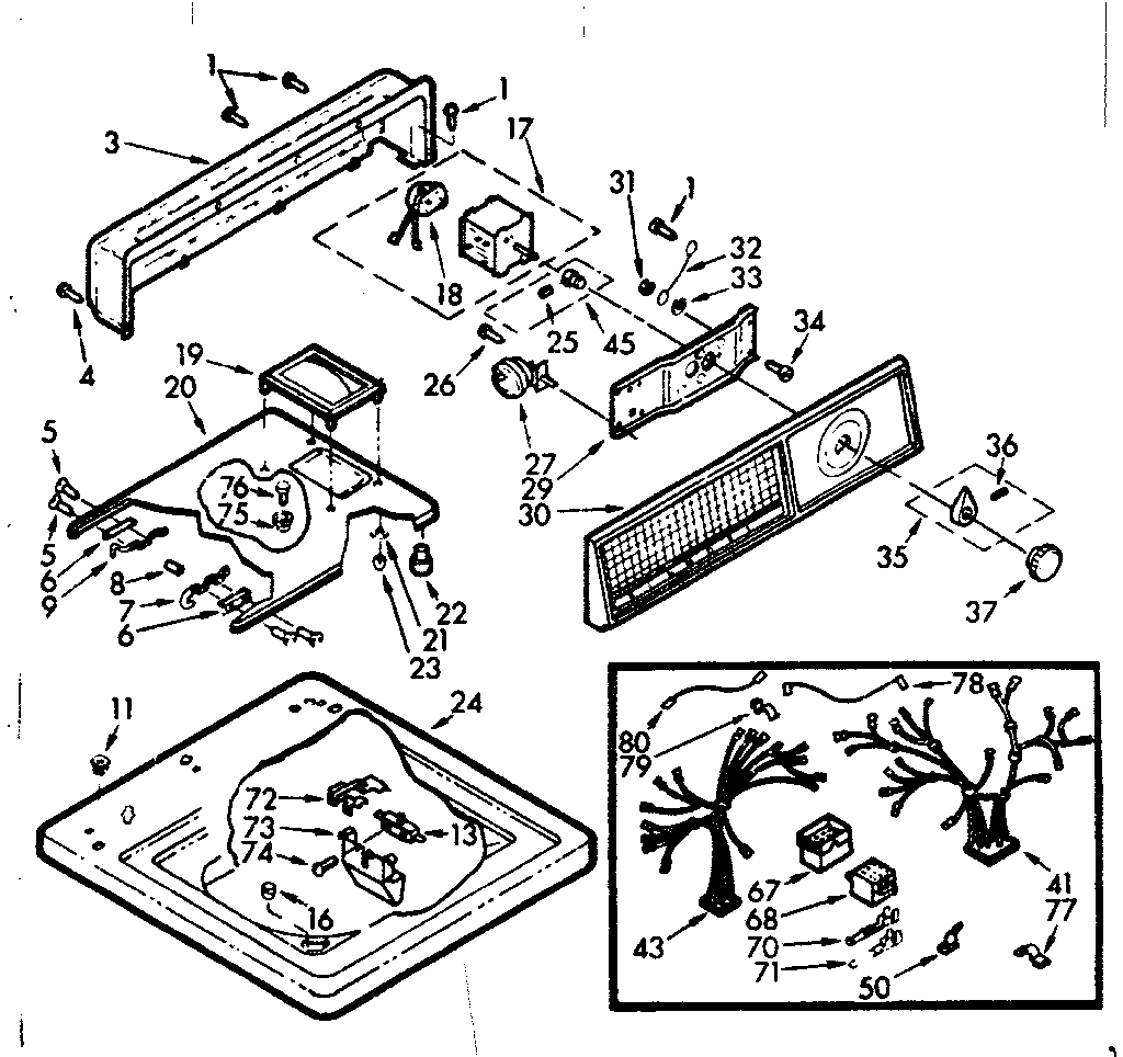 Kenmore 1107003410 top and console assembly diagram