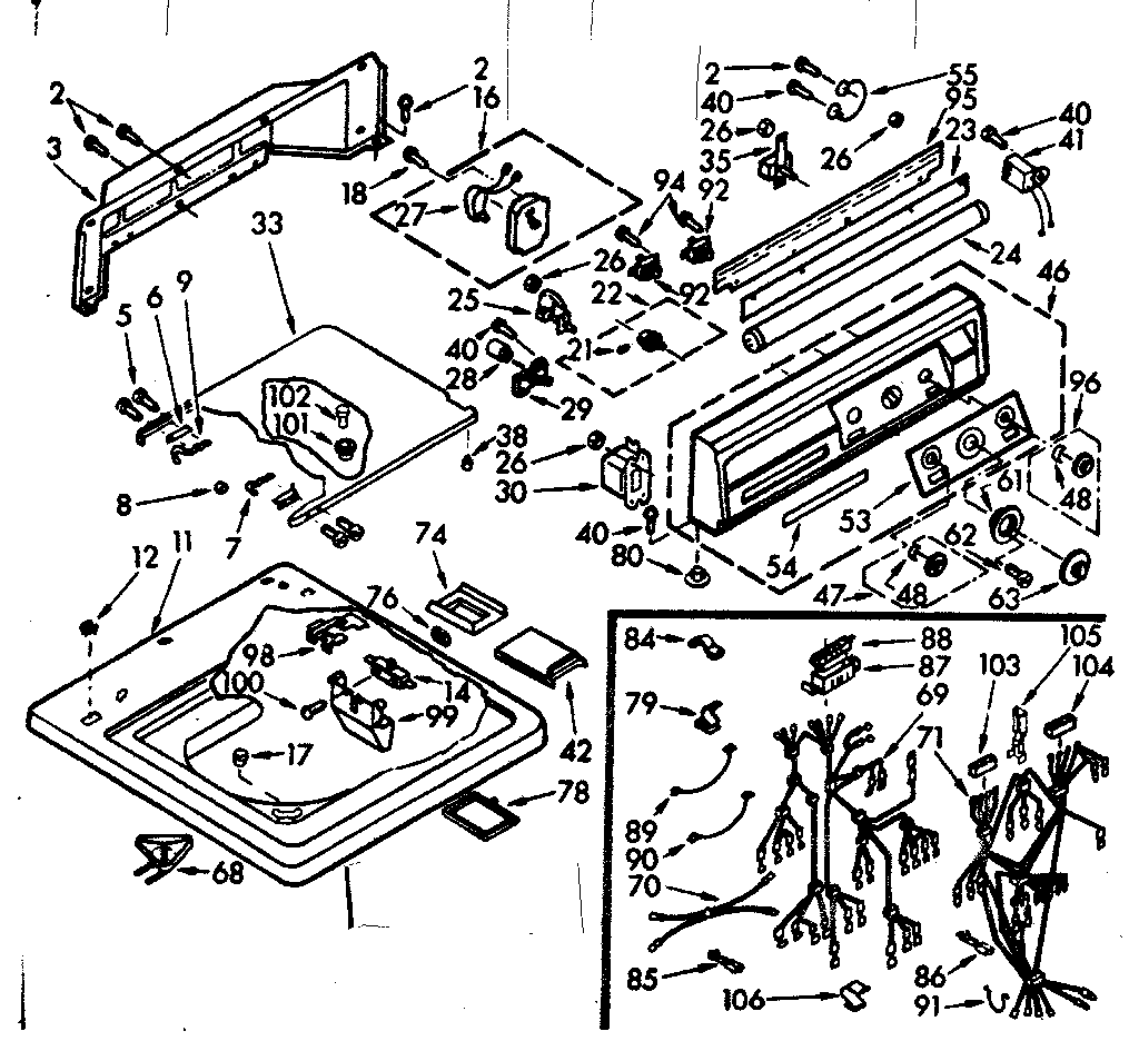 Kenmore 1107105810 top and console assembly diagram