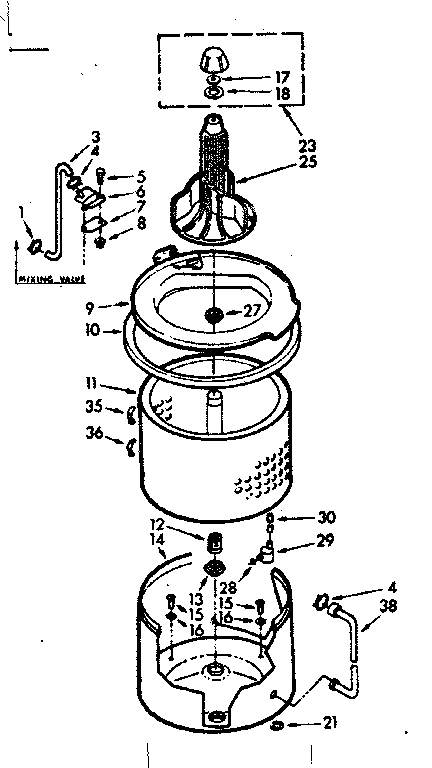 Kenmore 1107105810 tub and basket assembly diagram
