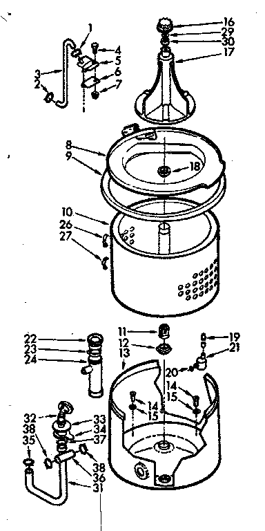 Kenmore 1107205600 tub and basket assembly diagram