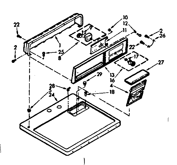 Kenmore 1107208210 top and console assembly diagram