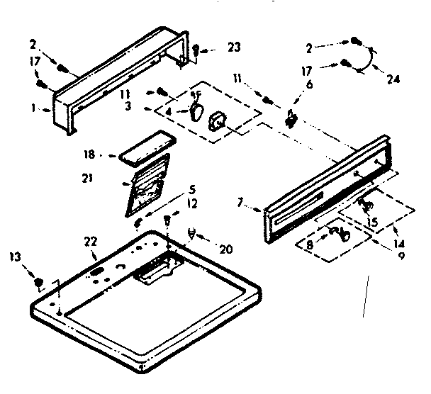 Kenmore 1107208400 top and console assembly diagram