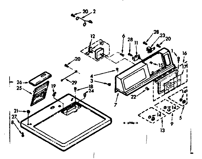 Kenmore 1107208610 top and console assembly diagram