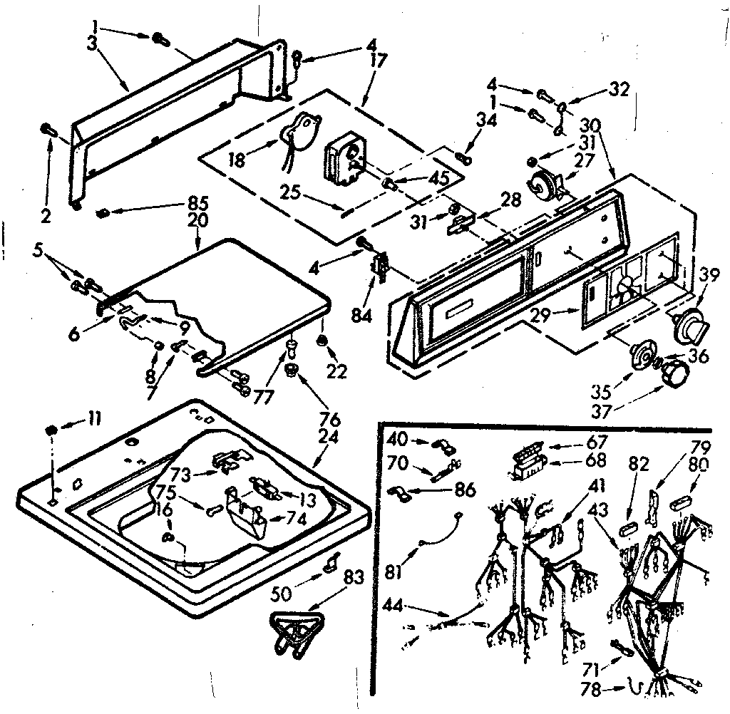 Kenmore 1107215670 top and console assembly diagram