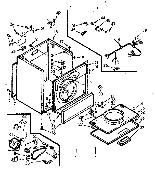 Kenmore 1107218621 cabinet assembly diagram