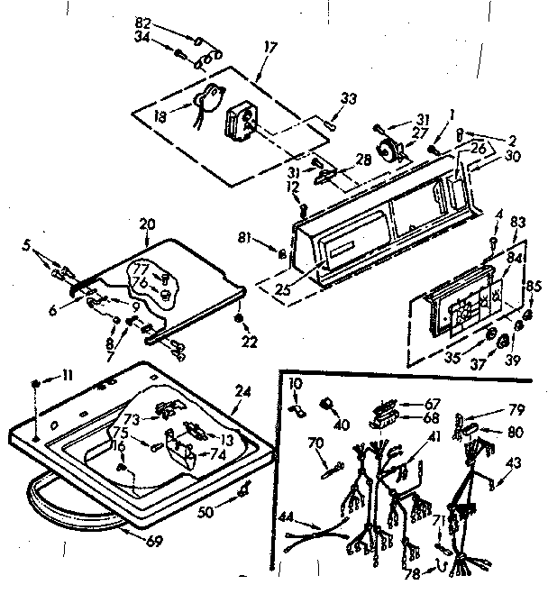 Kenmore 1107305622 top and console assembly diagram