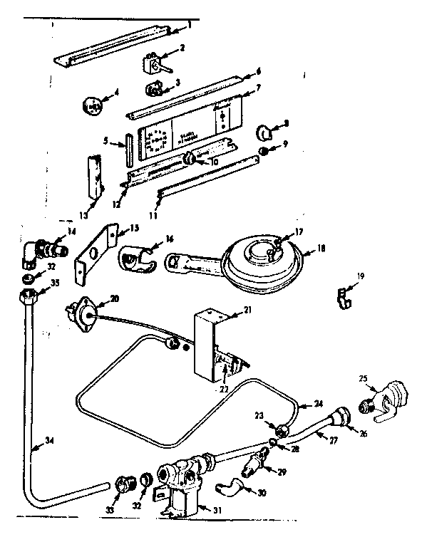 Kenmore 1033033400 control panel and burner section diagram