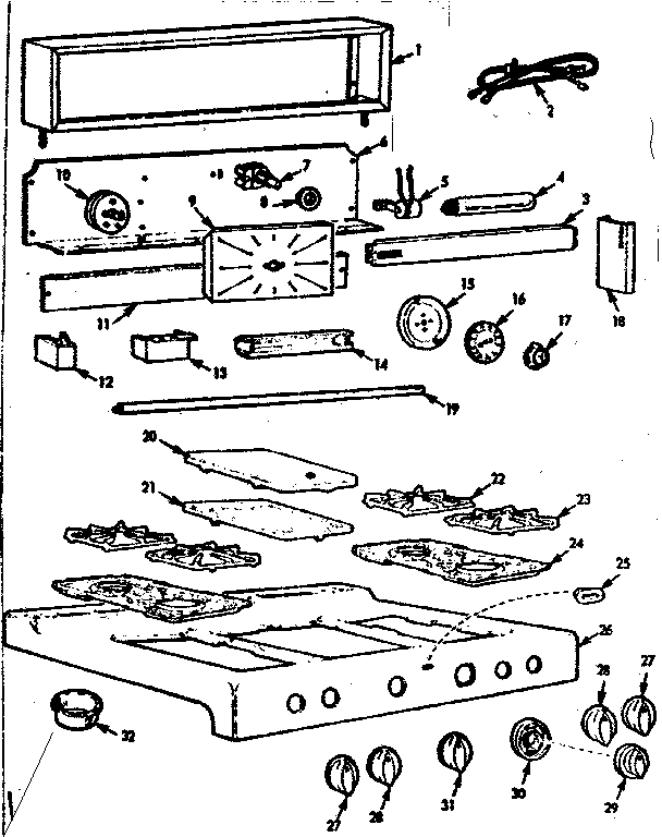 Kenmore 1037176304 backguard and maintop diagram