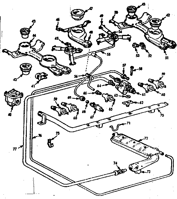 Kenmore 1037176304 burner section diagram