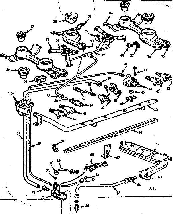 Kenmore 1037266384 burner section diagram