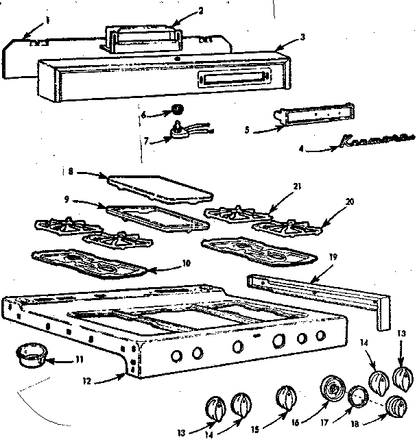 Kenmore 1037266384 backguard and maintop diagram
