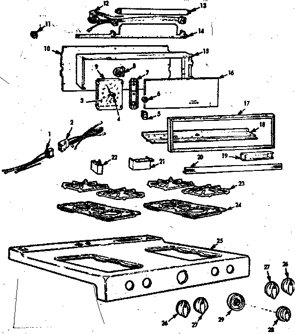 Kenmore 1037334004 backguard and maintop diagram