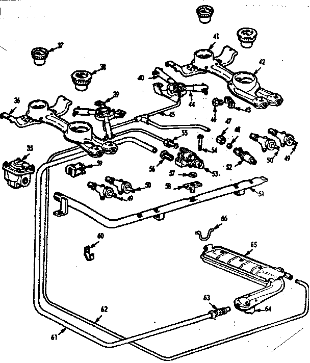 Kenmore 1037334004 burner section diagram