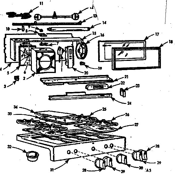 Kenmore 1037466211 backguard and maintop diagram