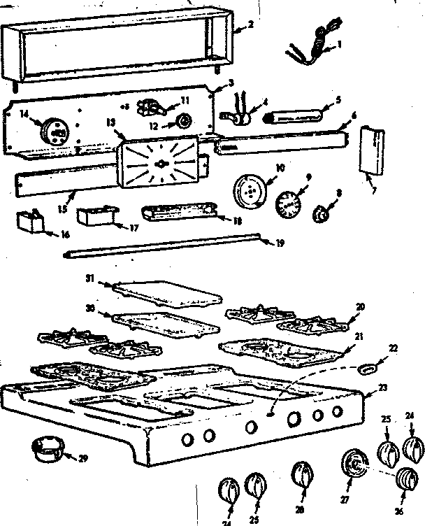 Kenmore 103755631 backguard and maintop diagram
