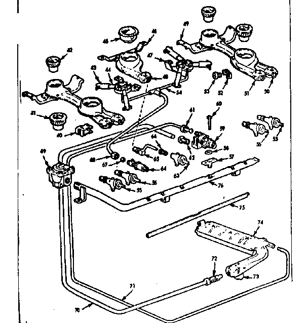 Kenmore 103755631 burner section diagram