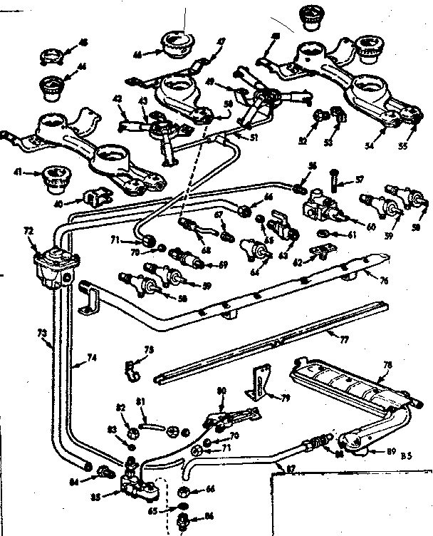 Kenmore 103760638 burner section diagram