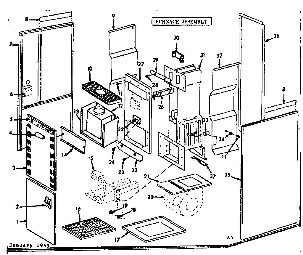 Kenmore 86766142 furnace assembly diagram