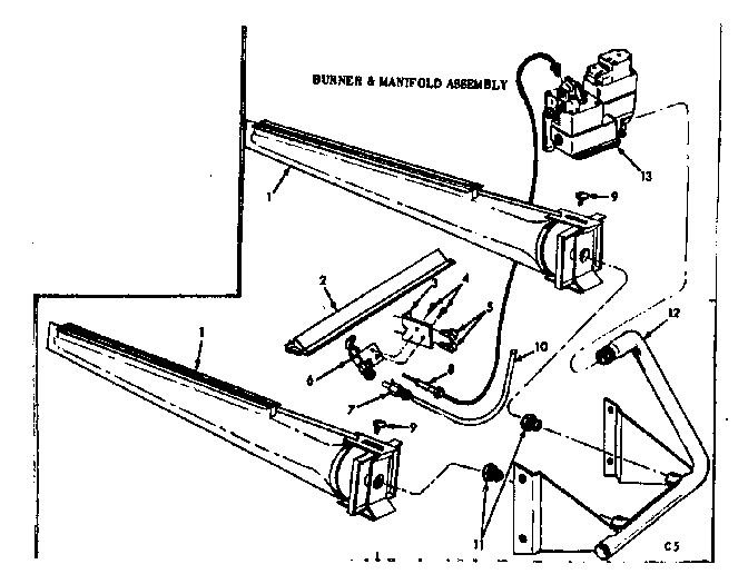 Kenmore 86766142 burner and manifold assembly diagram