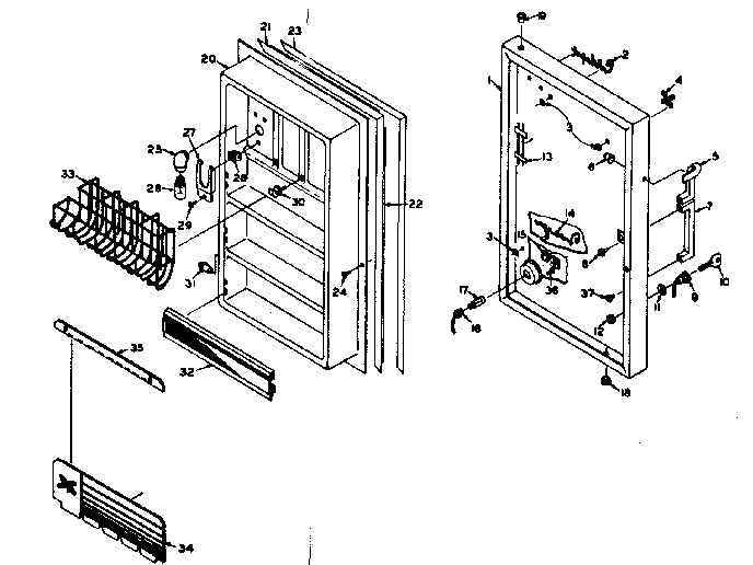 Kenmore 1065923121 door parts diagram