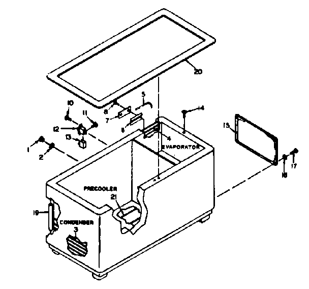 Kenmore 1986318151 freezer cabinet parts diagram